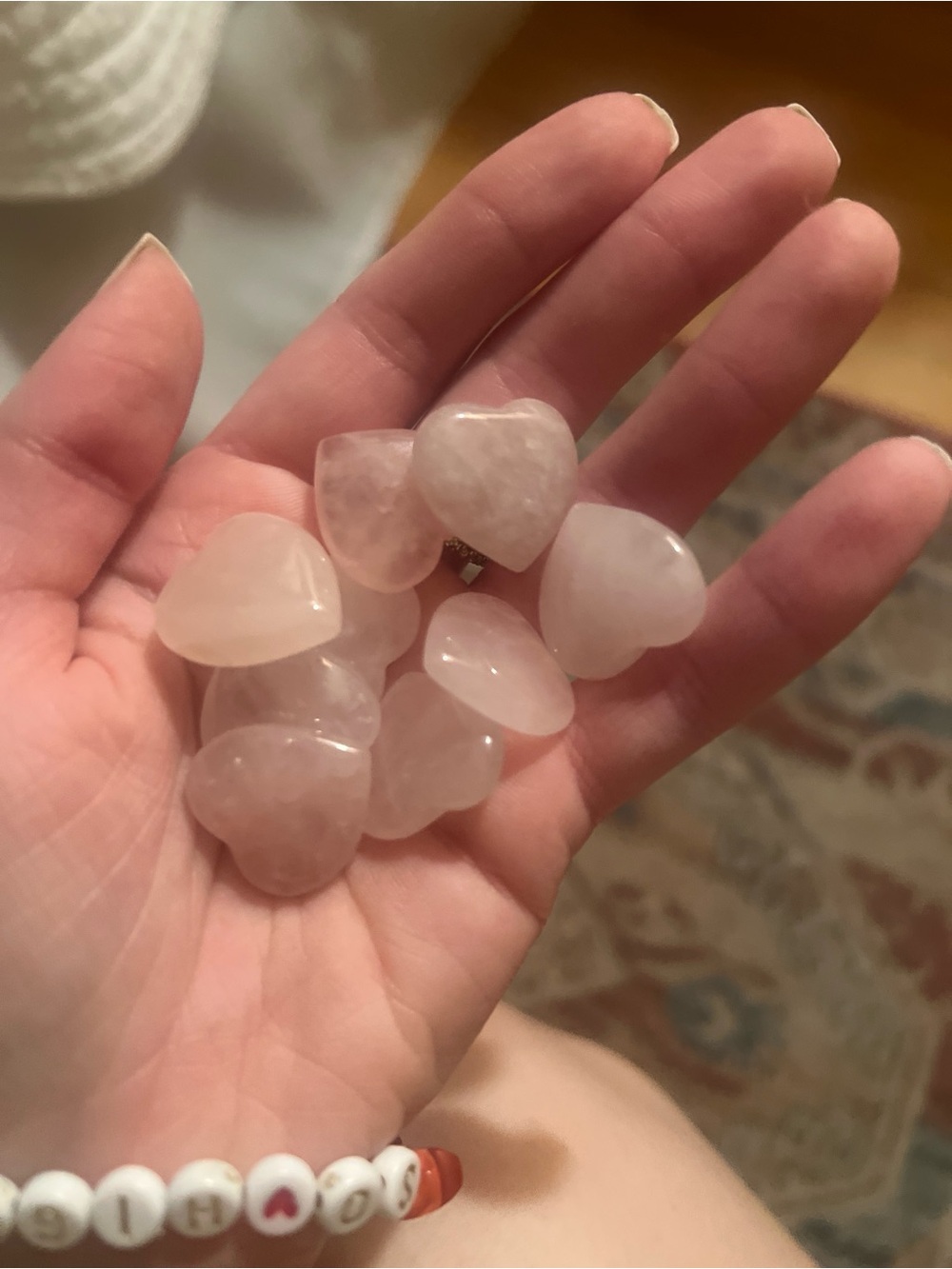 Rose Quartz Heart Tumbled Stones - Pink Healing Crystal
